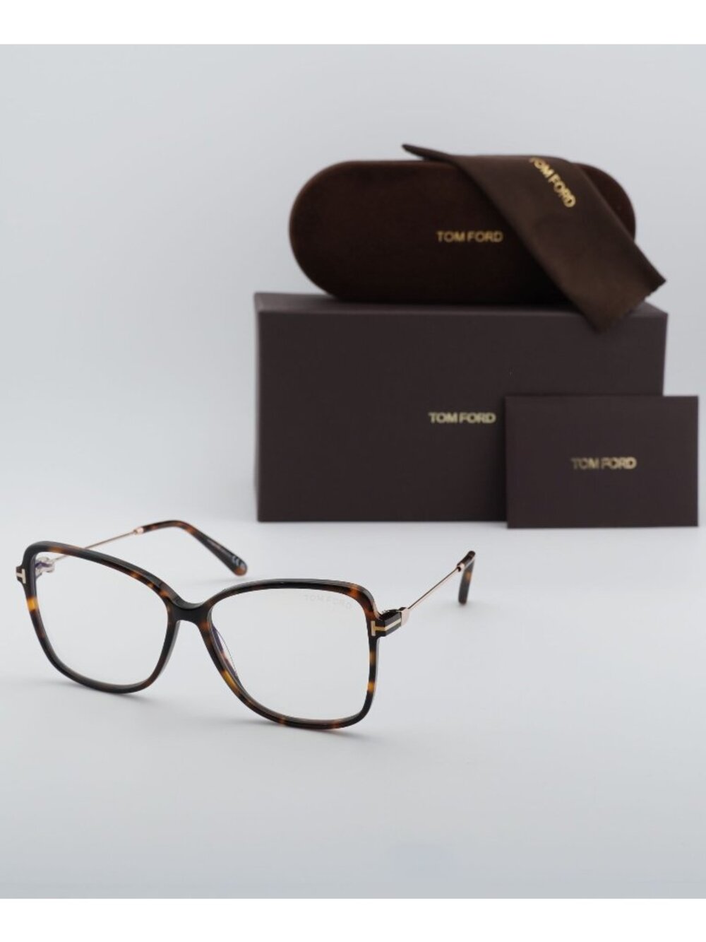 Tom Ford FT5953-B 052 Butterfly Eyeglasses 55mm - Havana / Blue Light Block